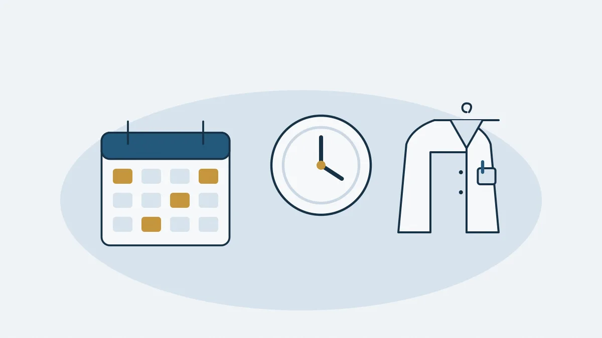 Un calendrier, une horloge et une blouse