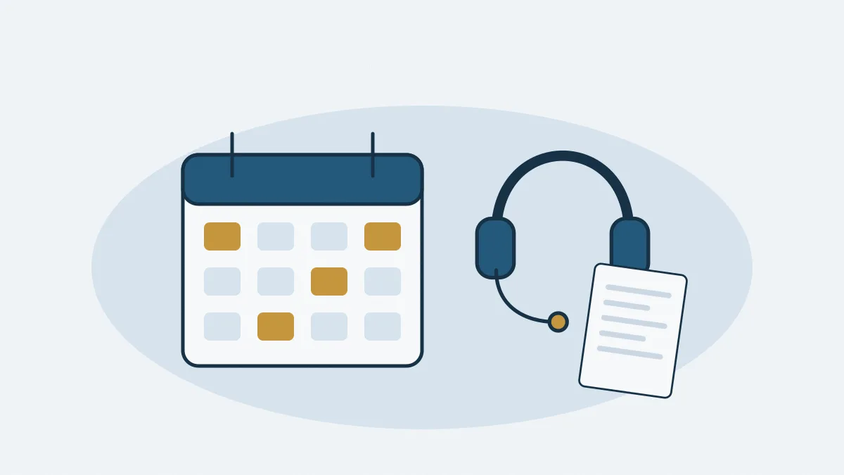 Un agenda de rendez-vous, un casque téléphonique et un document
